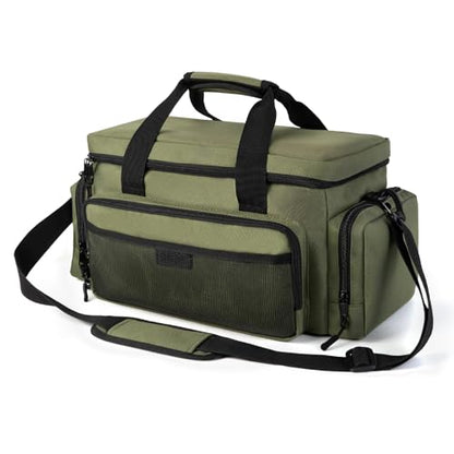 VJI Heavy Duty Tool Bag with Multi-Pockets, Portable Storage Bag with Large Zipper, Carrying Toolbag with Adjustable Shoulder Strap and Ergonomic Handle, Repairman, Carpenters, Handyman, Green - color: Green