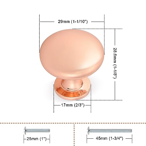 Probrico 5 Pack Single Hole Cabinet Knobs, Modern Style Drawer Pulls Rose Gold Knobs for Kitchen Bedroom Bathroom, Dresser Knob Furniture Handle Hardware - color: Rose Gold