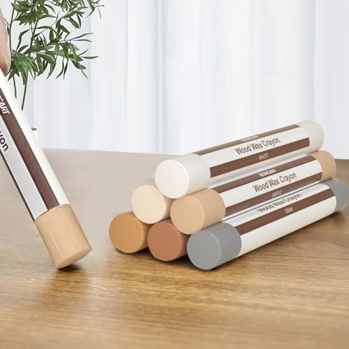 Boncart Wood Filler Sticks,6 Colors Wood Wax Crayons,Easy Repair Scratches, Scuffs, Cracks and Nail Holes on Wood Furniture, Floors, Cabinets, Tables, and Doors - color: Light Color 6pcs