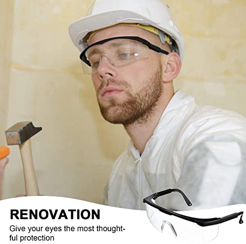 Safety Glasses, Anti-fog Eye Protective Glasses Scratch Resistant Clear Wraparound Lenses Safety Goggles and No-Slip Grips, Adjustable Temples Lab Goggles - color: Clear&black