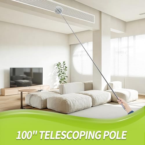 IVYROLL Cobweb Duster with Extension Pole, 100'' Microfiber & Chenille Ceiling Cleaner Kit, Reusable Feather Duster, Bendable, Washable - color: Set E: Spider Web Brush & Ceiling Duster & Chenille Duster