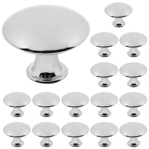 16 Pcs Polished Chrome Cabinet Knobs, Round Dresser Knob Kitchen Drawer Knobs, Single Hole Cupboard Door Knob Dresser Drawer Pulls Handles (Polished Chrome) - color: Polished Chrome, size: 16 Pack