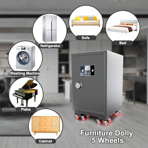 Furniture Dolly,Furniture Movers with 5 Wheels,Silent & 360° Rotating Wheels & Side Brake,2400 Lbs Capacity,Carbon Steel Panel Heavy Duty Dolly for Appliances,Sofas,Beds,Pianos - color: Red, size: 6.8x6.8 in
