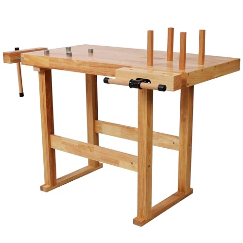 Montary 40" Wood Workbench, Heavy Duty Woodworking Bench with Adjustable Handle, 330Lbs Load Capacity Woodworking Table Work Bench for Garage, Workshop, Home Storage - size: No Drawer-40"