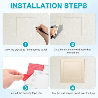 M METERXITY 1-Pack Access Panel for Drywall, 6x6 Inch Plastic Self Adhesive Wall Hole Cover Access Doors for Wiring Cable/Ceiling, Removable Plumbing Wall Panel [Gold Tone, Vented Square] - color: Gold Tone