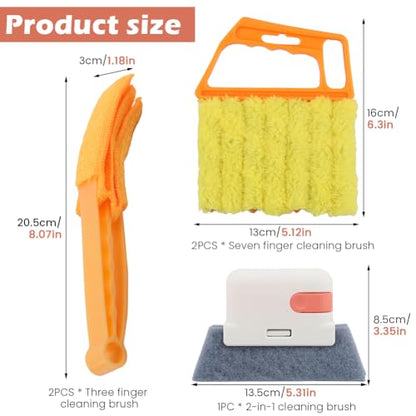 5Pcs Window Blind Cleaning Set, Window Venetian Blind Cleaner Duster Tool, Washable Dust Removal Cleaning Tools for Blinds, Air Conditioners, Track, Fans(Color:Orange)