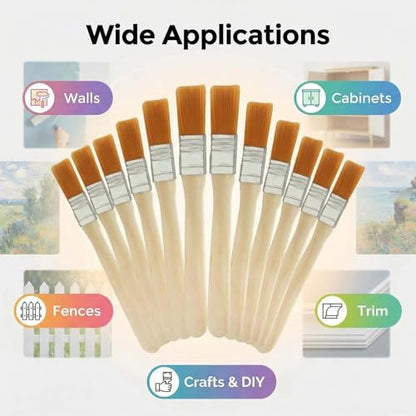 12-Piece Soft Nylon Bristle Paint Brush Set for Walls, Cabinets, Trim, Fences, Touch-Ups, Staining, Crafts, DIY and Painting Projects