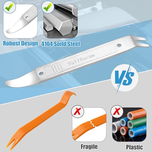 4140 Dual-purpose Steel Pry Bar, Multi-Function Trim Removal Tool for Automotive Panel,Planes Panel, Interior &exterior Trim Removal (Silver Pry Tool 1pc) - size: Double Head silver 1pc
