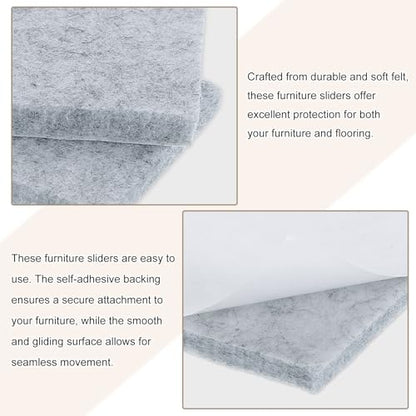 uxcell Furniture Pads, 24Pcs 1.4"x0.9" - Rectangle Self Adhesive Felt Furniture Pads, Hardwood Floor Protectors for Furniture Feet Chairs Legs (Gray) - color: Grey