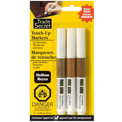 Trade Secret Trio Touch-Up Markers, Wood Scratch Remover, Medium Tones, Furniture Repair Markers - color: Medium Tones