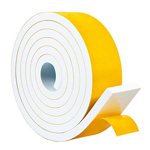 Yotache White Foam Weather Stripping Adhesive 2" x3/8" for Windows Air Conditioning AC Insulation, Garage Door Sealing, Total 6.5 Feet Long - size: 2"x3/8"x6.5FT