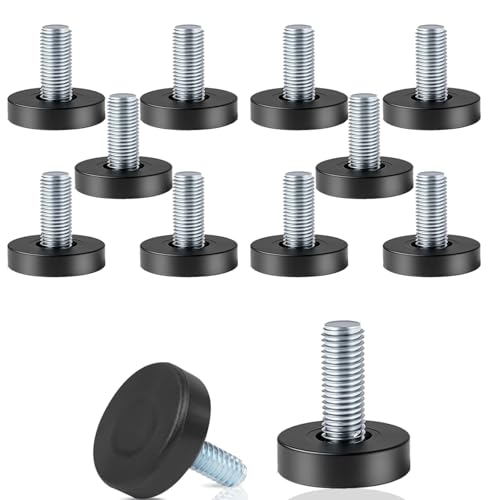 1/4" Thread Leveling Feet, 12 Pcs Adjustable Furniture Feet Threaded Screw in for Table, Cabinets, Chairs, Stool Legs - 1/4" Thread Size (Check Your Hole Before Order)