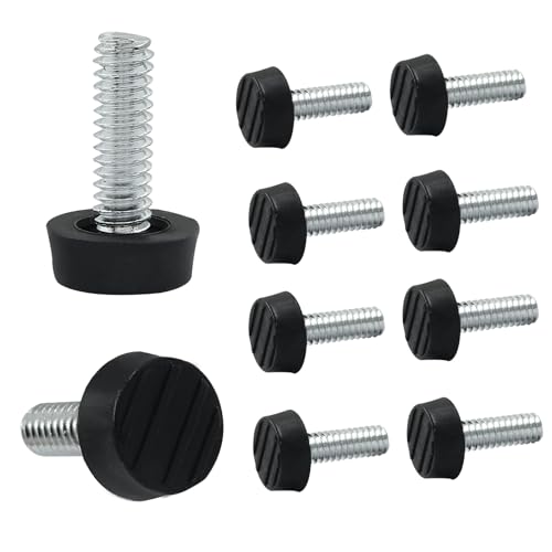 Waziaqoc 10Pcs 1/4-20 UNC Thread Adjustable Modern Furniture Levelers, Black Square Feet for Table, Chair, Cabinet, TV Stand (0.6 Inch Head Diameter)