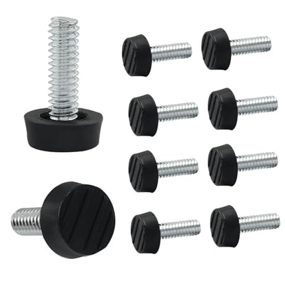 Waziaqoc 10Pcs 1/4-20 UNC Thread Adjustable Modern Furniture Levelers, Black Square Feet for Table, Chair, Cabinet, TV Stand (0.6 Inch Head Diameter)