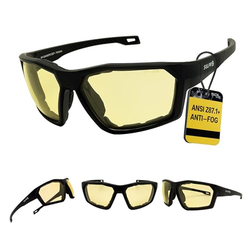 ANSI Z87.1+ Safety Sunglasses, Impact Resistant with EVA Foam, Anti-Fog Windproof for MTB, Cycling, Shooting, Work - color: Black