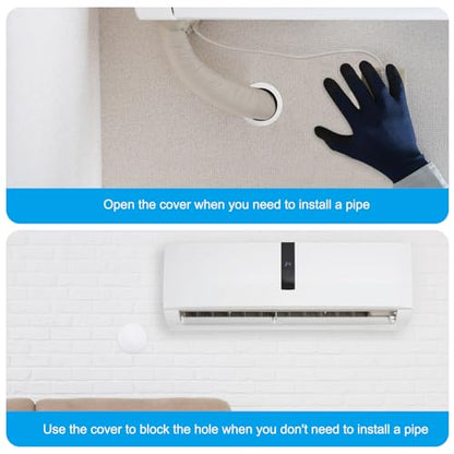 PATIKIL Air Conditioning Wall Hole Cover, 2Pcs Air Conditioner Blocking Hole Plug Decoration Water Pipe Sealing Plate Cover for 3.2" - 3.6" Diameter Hole, White - size: 3.2" - 3.6"