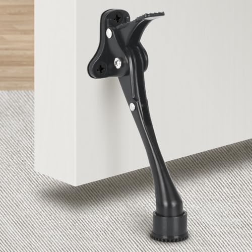 Door Stop, 6 Inch Kickdown Door Stopper with Non-Slip Rubber Tip, Adjustable One Touch Heavy Duty Door Holder, Automatic for Indoor Outdoor, Black - color: Black, size: 6 Inch x 1 Pack