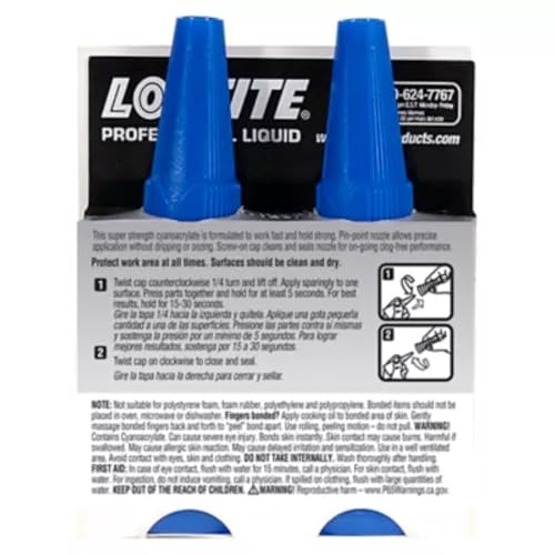Loctite Super Glue Professional Liquid, Clear, 0.7 fl oz Bottle, 2 Pack - Superglue for Plastic, Wood, Metal, Crafts & Repair, Cyanoacrylate Adhesive Instant Glue, Quick Dry - size: 2 Pack