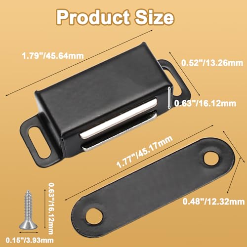 12Pcs Cabinet Door Magnets Catch Magnetic Door Catch, Magnetic Shutter Hardware Drawer Magnet Latch Cabinet Magnets for Closure Cupboard Closet Bathroom(Black) - color: Black