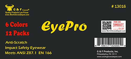 EyePRO Safety Glasses & Goggles Set, Clear Anti-Fog Lens, UV400 Protection, ANSI Z87.1 Certified, Adjustable, 6/12 Pack - style: Clear Lens 12 Pack Safety Glasses