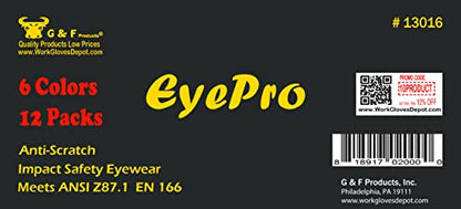 EyePRO Safety Glasses & Goggles Set, Clear Anti-Fog Lens, UV400 Protection, ANSI Z87.1 Certified, Adjustable, 6/12 Pack - style: Clear Lens 12 Pack Safety Glasses