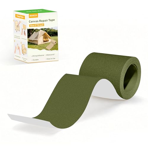 Besezx Canvas Repair Tape,Outdoor Gear Patch, 3x79 Inches,Waterproof Self-Adhesive Fabric Repair Tape for Repairing Boat Covers,Sun Shades,Sofas,Tents,Lounge Chairs,Awnings (Army Green) - color: Grass Green, size: 3*79 inch