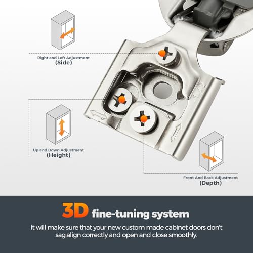 10 Pack (5 Pairs) 1/2" Overlay Soft Close Cabinet Hinges, Satin Nickel Stainless Steel Concealed Hinges with 3D Self-Closing for Face Frame Doors & Kitchens - size: 1/2 inch overlay