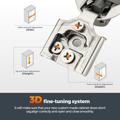 10 Pack (5 Pairs) 1/2" Overlay Soft Close Cabinet Hinges, Satin Nickel Stainless Steel Concealed Hinges with 3D Self-Closing for Face Frame Doors & Kitchens - size: 1/2 inch overlay