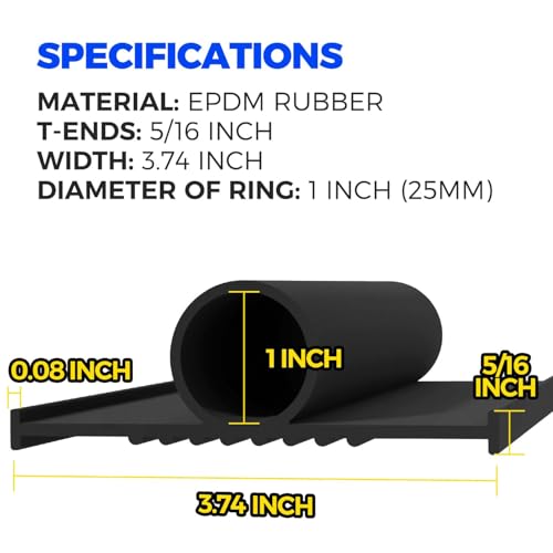 Holikme Garage Door Seals Bottom Rubber, Flexible EPDM Garage Door Seal, Garage Door Weather Stripping Kit Seal Strip Replacement, 5/16 Inch T-End, 4 1/8 Inch Width (12.5Ft, Black) - size: 12.5ft-black-epdm