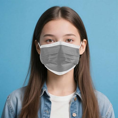 NNPCBT Grey Disposable Face Masks 125 Pack,3-Ply Breathable Mask For Adults,Great For Outdoors,Home, Office, School - color: Adult-125 Pack-grey