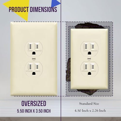 ENERLITES Duplex Receptacle Outlet Wall Plate, Jumbo Electrical Outlet Cover, Gloss Finish, Oversized 1-Gang 5.51" x 3.50", Polycarbonate Thermoplastic, 8821O-LA, Light Almond - color: Light Almond, size: Over-Size