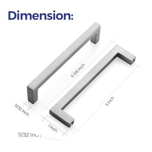 Ravinte 10 Pack Solid 5 Inch Center to Center Slim Square Bar Dresser Drawer Handles Kitchen Cabinet Handles Brushed Nickel Drawer Pulls Kitchen Cabinet Hardware Pulls - size: 5" Hole Center