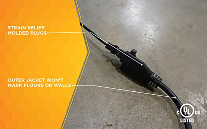 Southwire Extension Cord - Reliable Indoor & Outdoor Power - Neutral Black Finish - Vinyl Jacket - Reinforced Blades - Molded Plugs - 3 Prong - 15 Foot Length - size: 15 ft