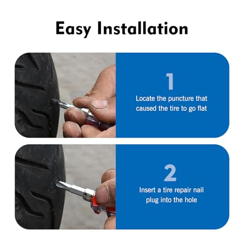 101 PCS Tire Repair Rubber Nail, 3 Size Vacuum Tire Repair Kits Spiral Rubber Screws, Fast Self-Service Tool for Car, Truck, Motorcycle, Tractor Tire Puncture Repair (Black) - size: 101pcs Screwdriver Included