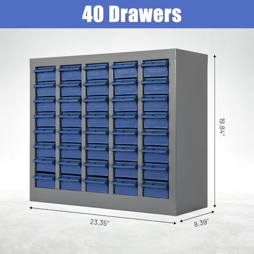 Yeeoy 40 Drawers Parts Cabinet Bolt and Nut Tool Storage Cabinet Part Cabinet Organization Shelves with ABS Material Drawer for Tool Hardware Storage, Grey - size: 40 Drawers