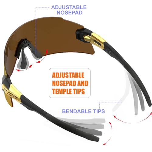 RIDE YOUR WAY Professional wrap around Frameless Cycling Sunglasses for Men and Women - color: Q588k Gold