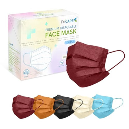 FriCARE Face Masks Disposable for Adults, 4 Ply ASTM Level 3, Individually Wrapped Mask for Allergy Protection, 100 Pack, Rustic Elegance - color: Rustic Elegance
