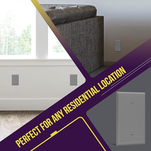 ENERLITES Blank Device Wall Plate, Jumbo Blank Cover, Gloss Finish, Oversized 1-Gang 5.5" x 3.5", Polycarbonate Thermoplastic, 8801O-GY, Gray - color: Gray, size: Over-Size