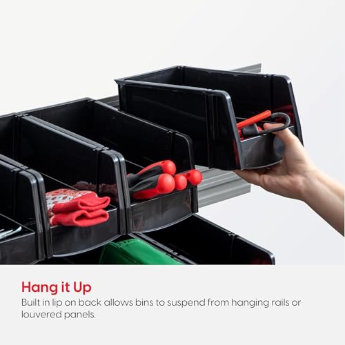 IRIS USA Extra Large Stackable Storage Bins, 6-Pack, 13"L x 10"W x 8"H, |Made in USA|, Plastic Open Front Shelf Bin for Organizing Parts, Hardware, Tools, Supplies, Garage Shelf, Pantry - Black - size: X Large - 6 Pack