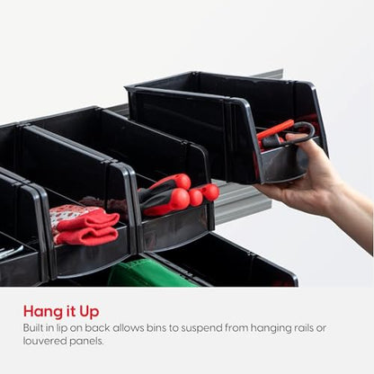 IRIS USA Small Stackable Storage Bins, 12-Pack, 7.5 x 4.5 x 3 inch, |Made in USA|, Plastic Open Front Shelf Bin for Organizing Parts, Hardware, Tools, Supplies, Garage Shelf, Pantry - Black - size: Small - 12 Pack