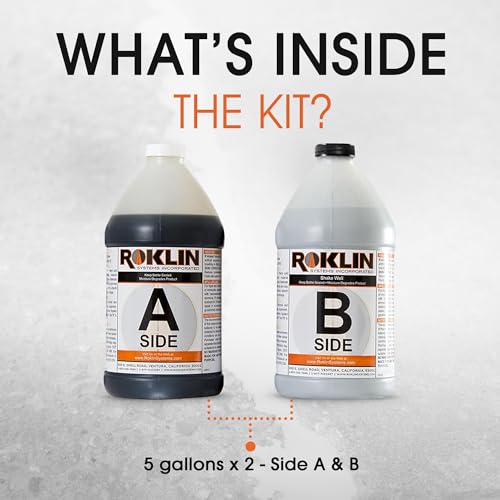 Roklin Systems, Inc. - PolyFlex DS Concrete Crack Filler, Quick-Drying Asphalt Crack Sealer, Floor/Wall Repair Patch Kit Essential, 10 gallons (5 gallons x 2 - Side A & B), Gray - color: Gray, size: 10 Gallon
