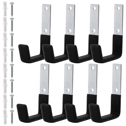 Frcctre 8 Pack Heavy Duty Garage Hooks, Steel Garage Storage Utility Hooks Wall Mount J Utility Hooks for Hanging Heavy Duty Ladder, Bikes, Shed Tools, Ropes, Hoses, Shovel