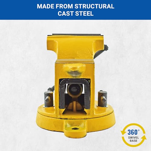 Yost Vises 908-HV All Steel Combination Vise | 8 Inch Jaw Width Pipe and Bench Vise |Secure Grip with Swivel Base | Made of Structural Cast Steel | High Visibility Safety Yellow - size: 8", style: High-Visibility Heavy Duty