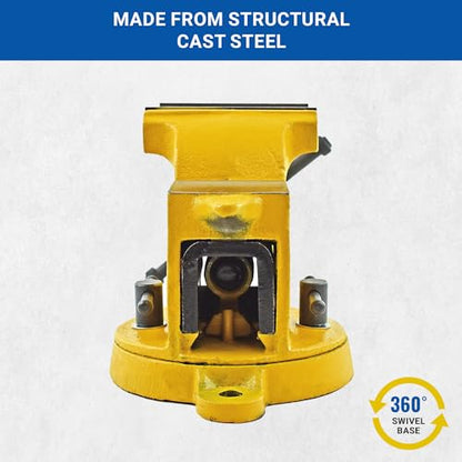 Yost Vises 908-HV All Steel Combination Vise | 8 Inch Jaw Width Pipe and Bench Vise |Secure Grip with Swivel Base | Made of Structural Cast Steel | High Visibility Safety Yellow - size: 8", style: High-Visibility Heavy Duty