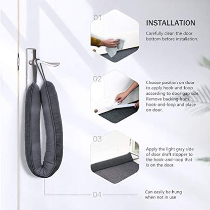 Door Draft Stopper, 32 Inch Weighted Under Door Noise Cold Air Blocker, Heavy Duty Sound Proof Draft Guard Gap Snake for Bottom of Doors and Windows, 2lbs (Gray) - size: 32in