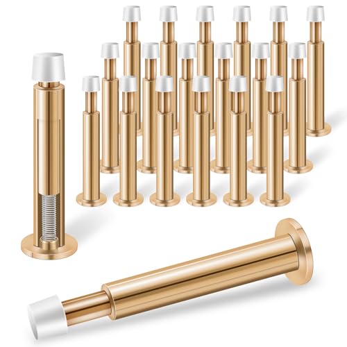 KOLAKO Door Stop 20 Pack Spring Door Stop Gold Door Stoppers for Bottom of Door, Long Door Stopper with Rubber Bumper Tips Baseboard Doorstop Wall Protector - color: Gold, size: 4.4 Inch - 20 Pack
