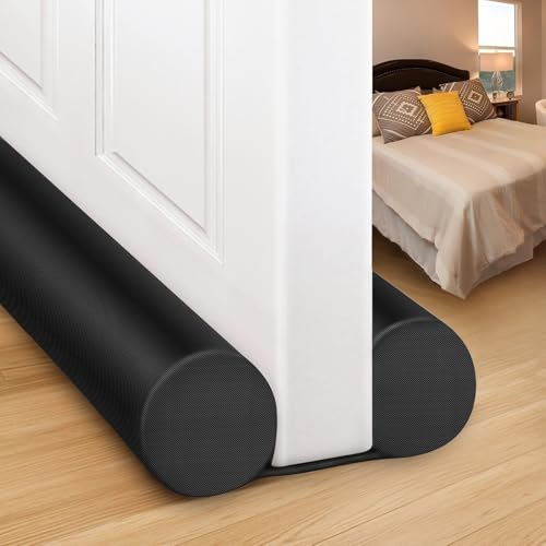 MAXTID Door Draft Stopper for Bottom of Doors Large Door Sweep Under Door Light Blocker Adjustable 34" Black - color: Black, size: 34" (Up to 1.7" Gaps)