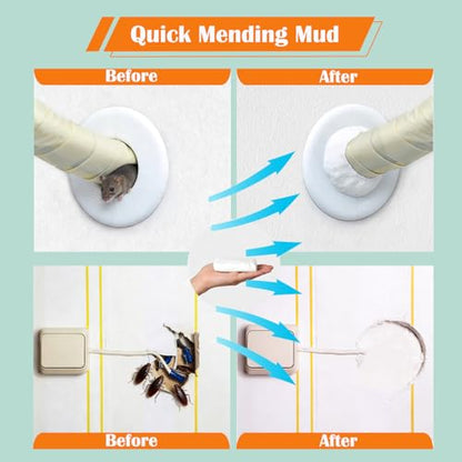 2 Pack Waterproof Sealant Mastic, Sealing Mastic Quick Mending Mud for Air Conditioning Repair, Wall Hole Filler Putty for Wall Holes Repair Sealant Clay - size: 2 Pack