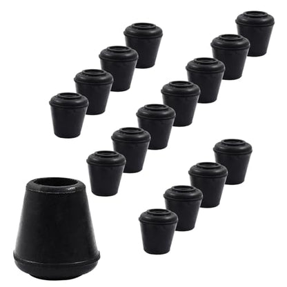16pcs 1/2 Inch Round Chair Leg Tips Caps, Non-Slip Rubber Chair Leg Floor Protectors, Black Furniture Leg Caps Fit for 0.43"-0.47" (11mm-12mm) Diameter Round Feet - size: 1/2 Inch-Black