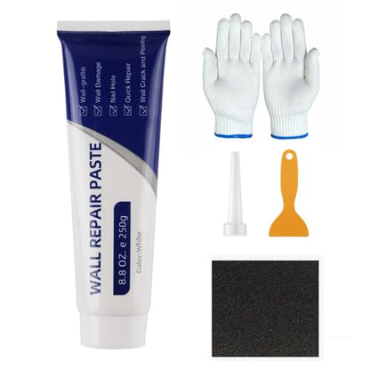 Drywall Patch Repair Kit with Scraper - 250g Wall Repair Paste, Quick Fill Wall Mending Agent for Holes, Cracks, Peeling & Graffiti, White Wall Repair Cream for Home Drywall Repair